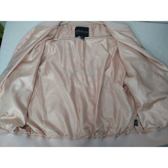 Forever 21 Jacket sz 3X pink satin full zip track jacket retro pockets 50s 80s - Picture 4 of 12